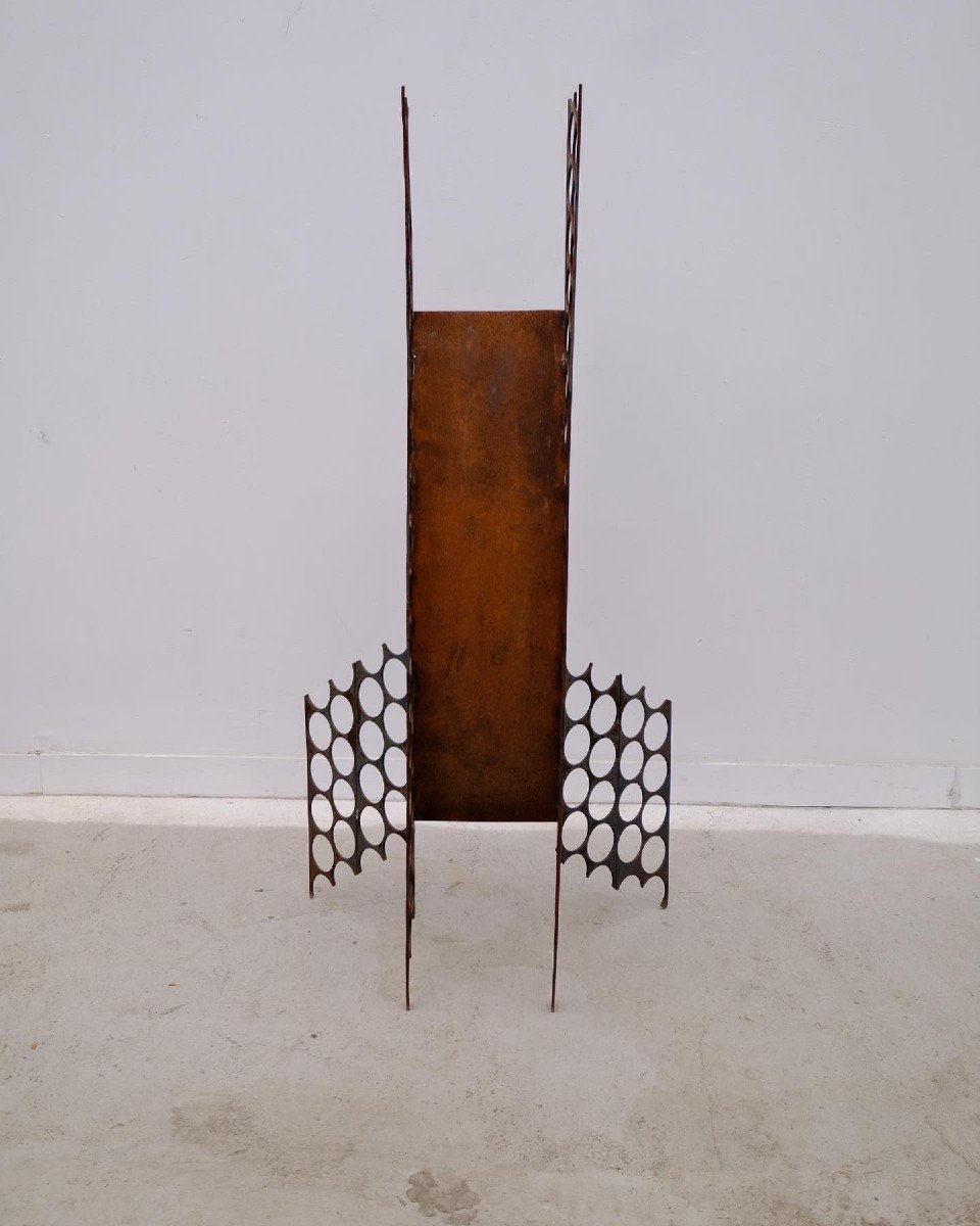 Brutalist Rusty Steel Sculpture  -photo-3