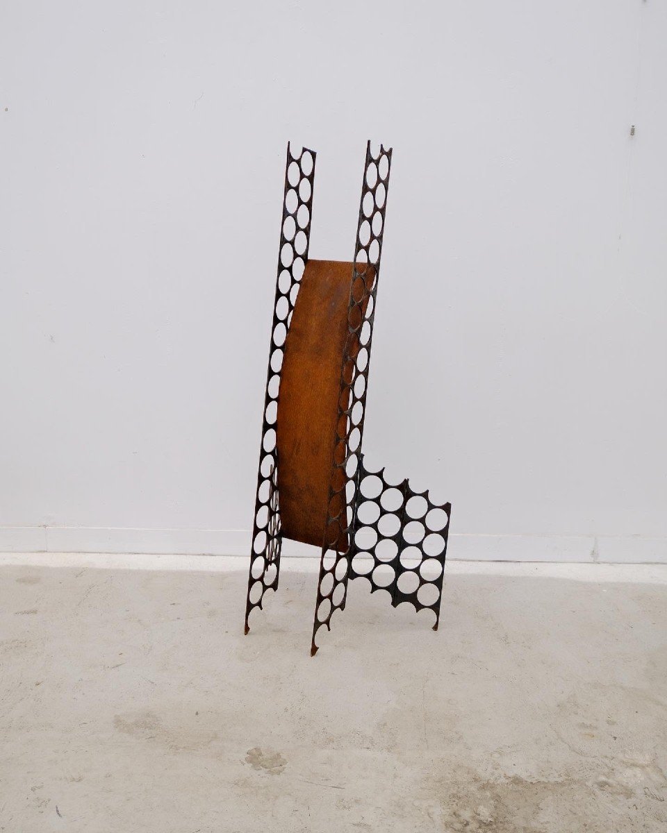 Brutalist Rusty Steel Sculpture  -photo-5