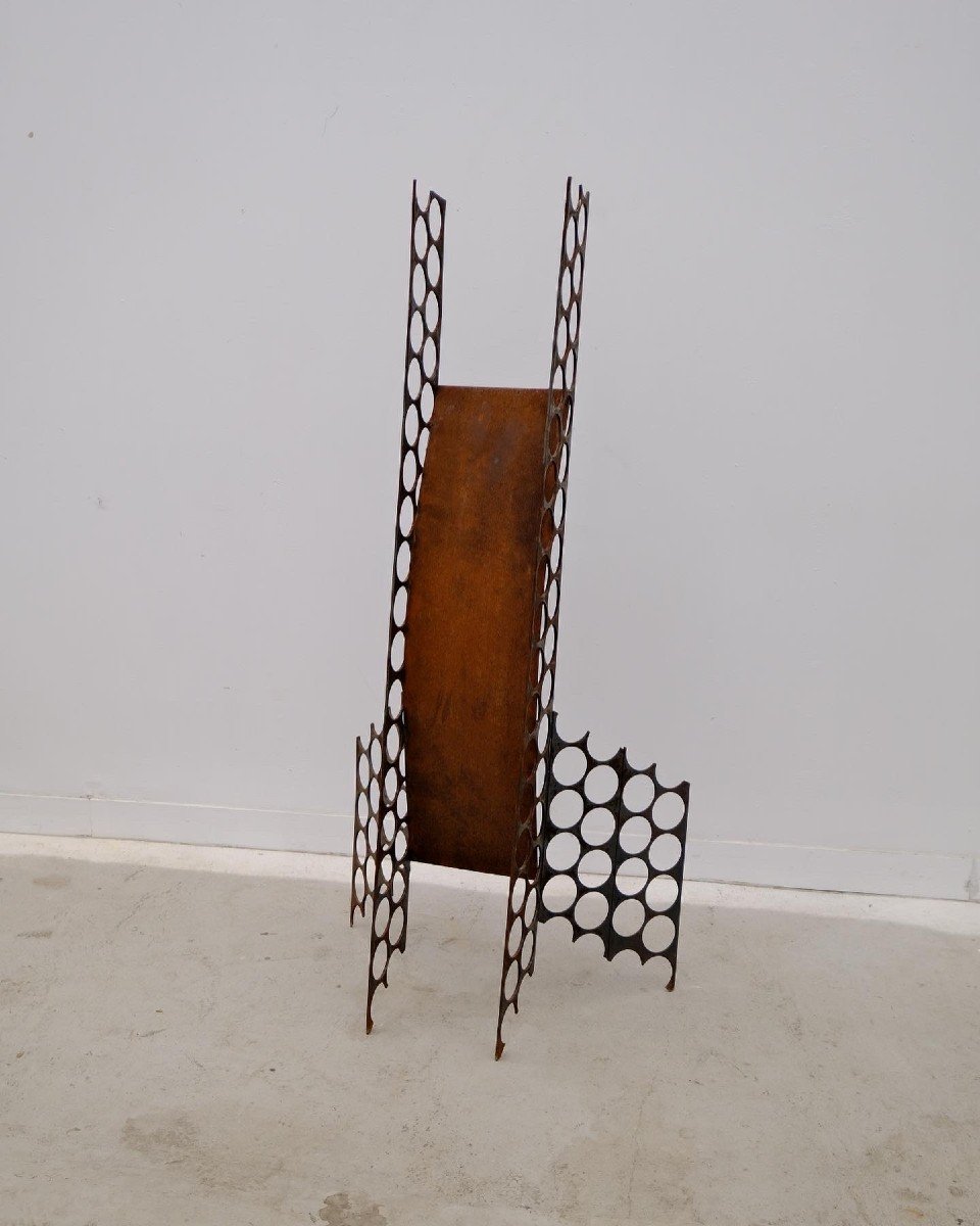 Brutalist Rusty Steel Sculpture  