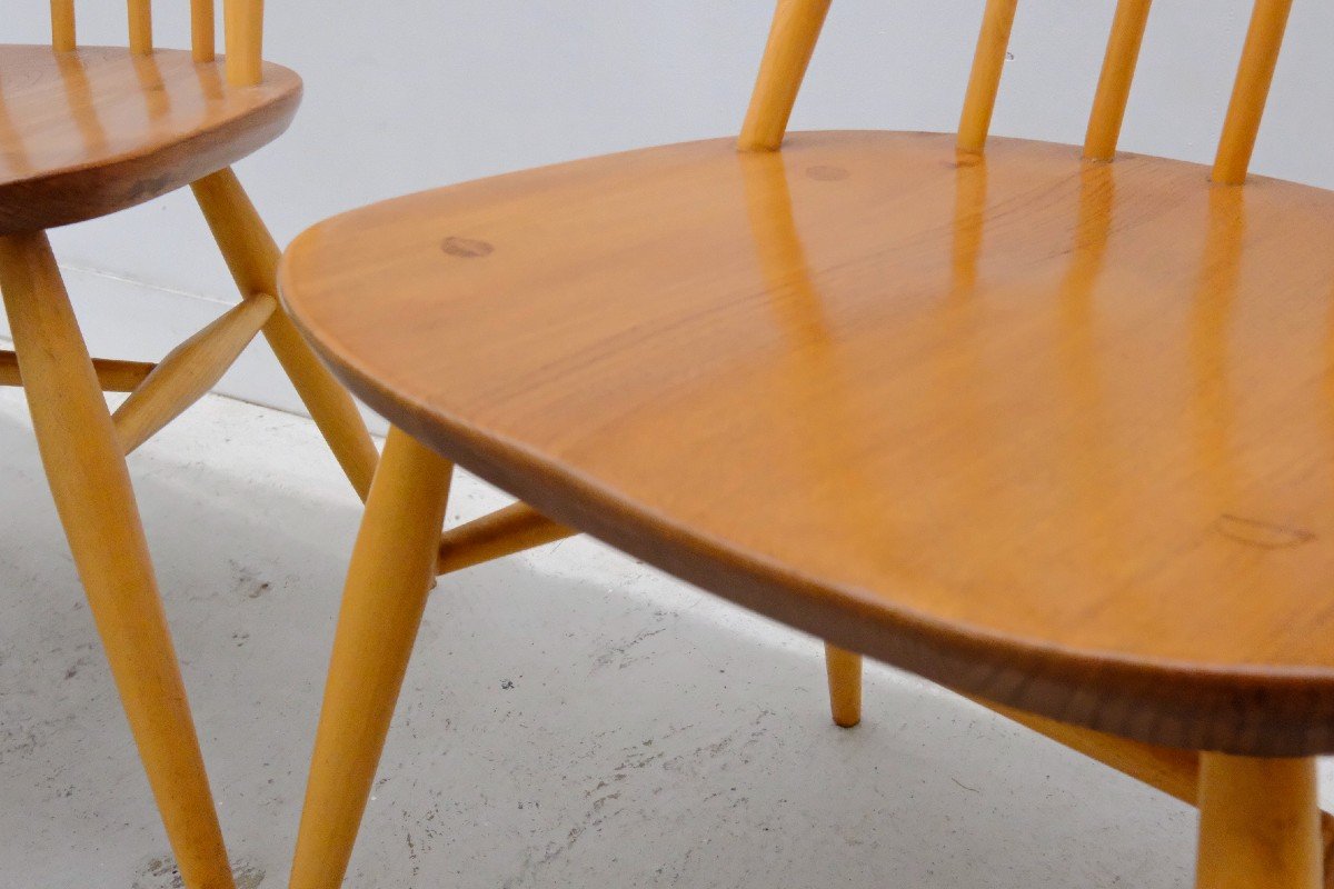 Set Of 4 Chairs By Lucian Ercolani For Ercol Model Quaker, 1970 -photo-4