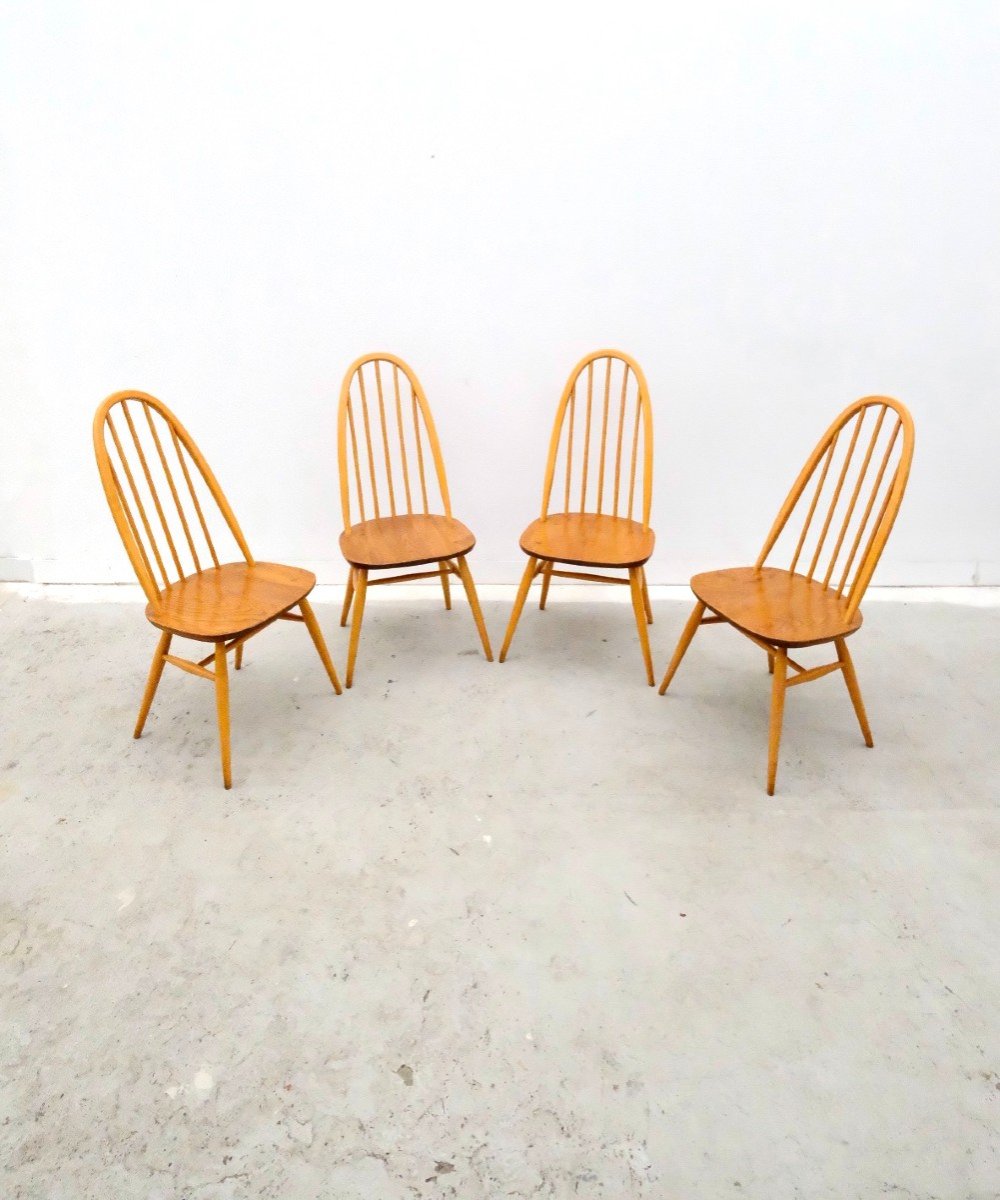 Set Of 4 Chairs By Lucian Ercolani For Ercol Model Quaker, 1970 