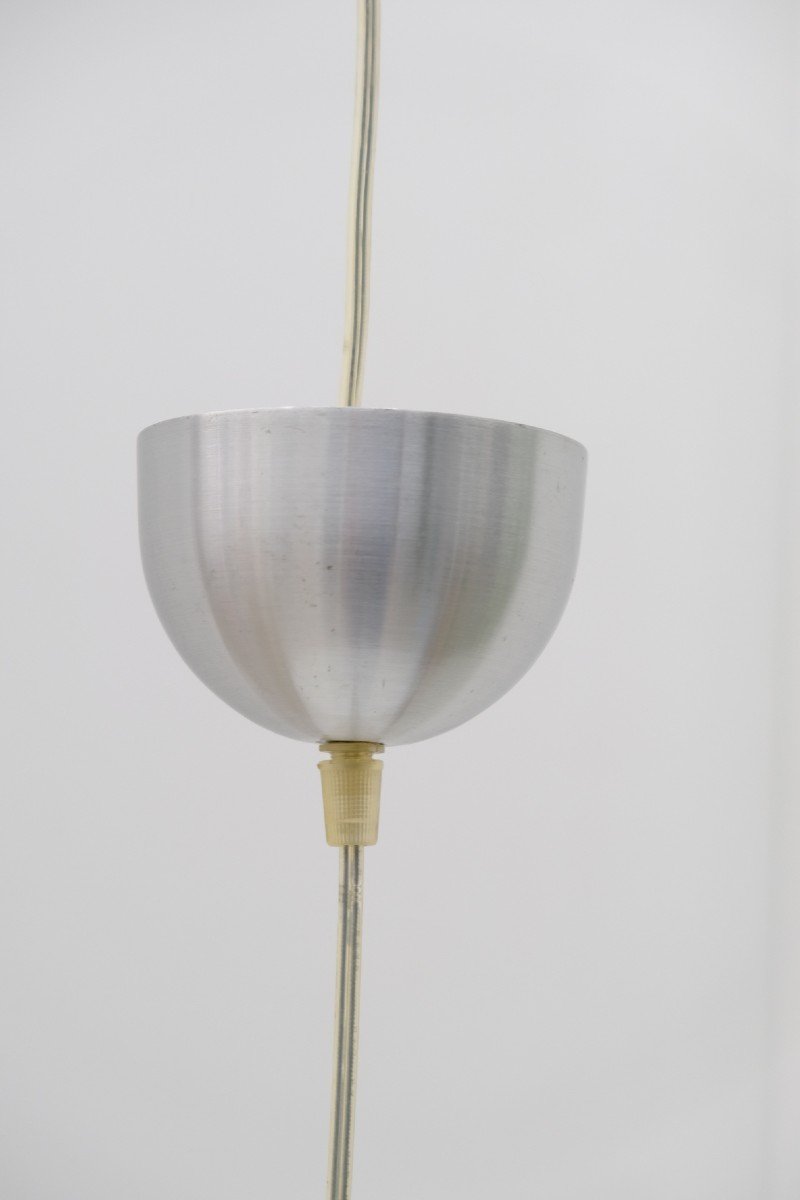 Lustre Scandinave De Markslöjd En Aluminium Et Opaline, Suède 1970  -photo-3