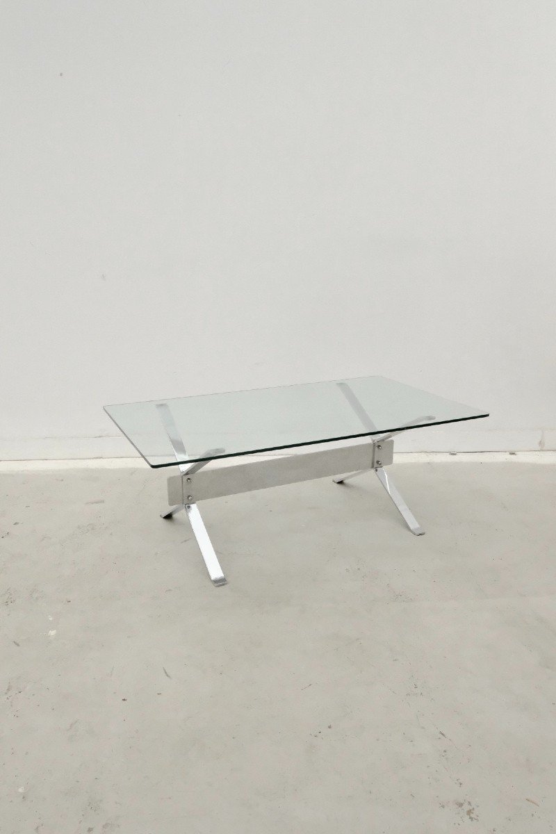 Table basse en chrome et verre, 1970  -photo-2