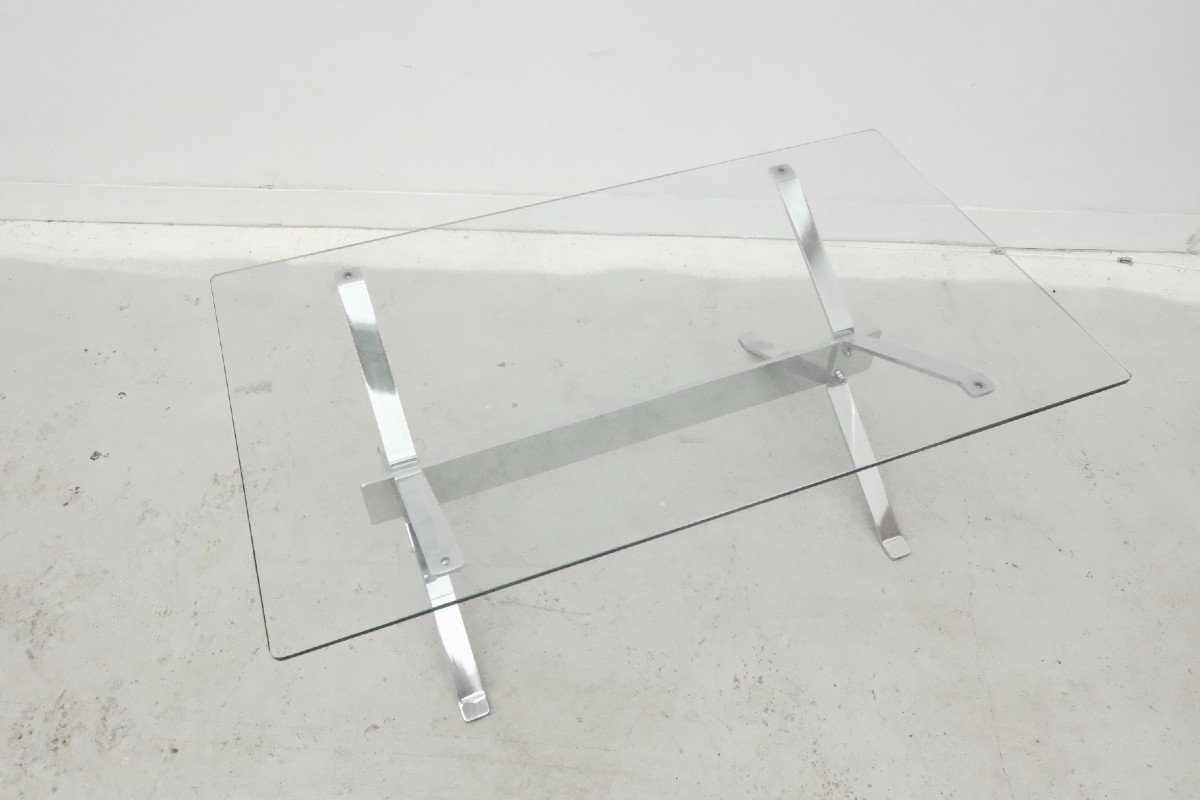 Table basse en chrome et verre, 1970  -photo-4