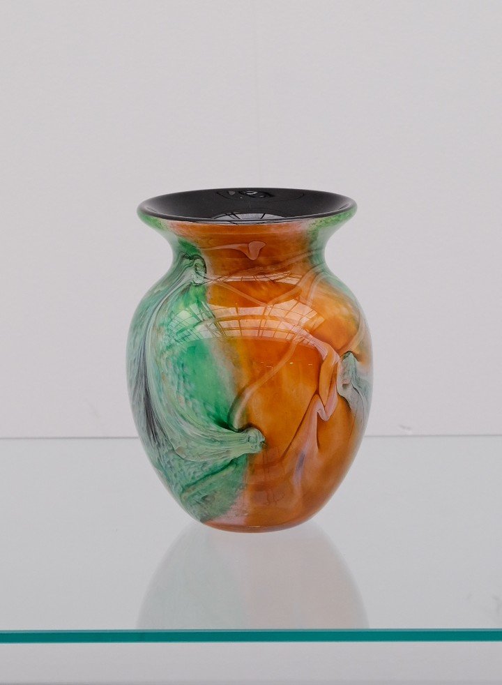 “silice Création” Vase By Jean Michel Operto In Blown Glass 