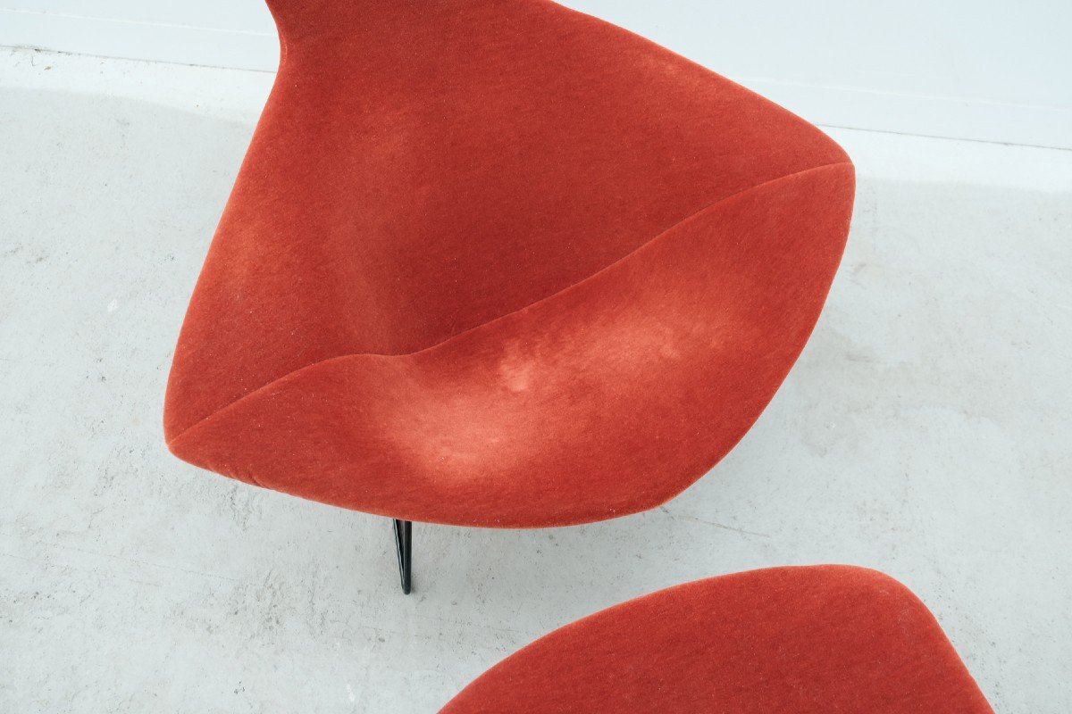 Harry Bertoia's "bird" Armchair And Footrest For Knoll International -photo-6