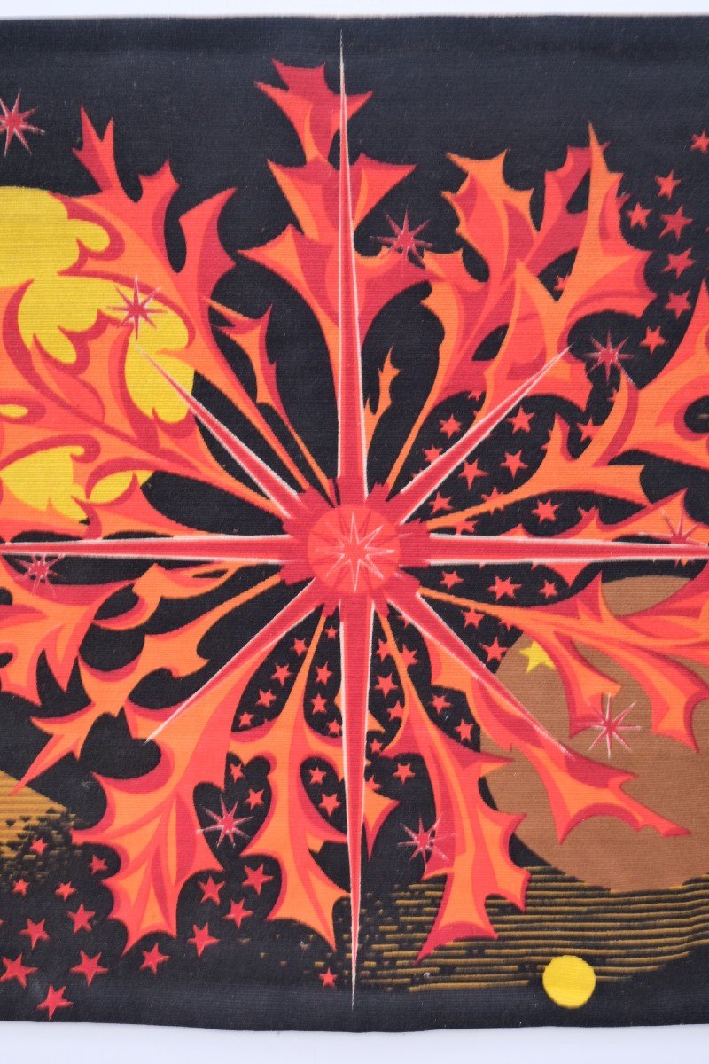 Tapestry "thistle Sun" After A Cartoon By Frère From The Publisher Robert Four, France 1970  -photo-2