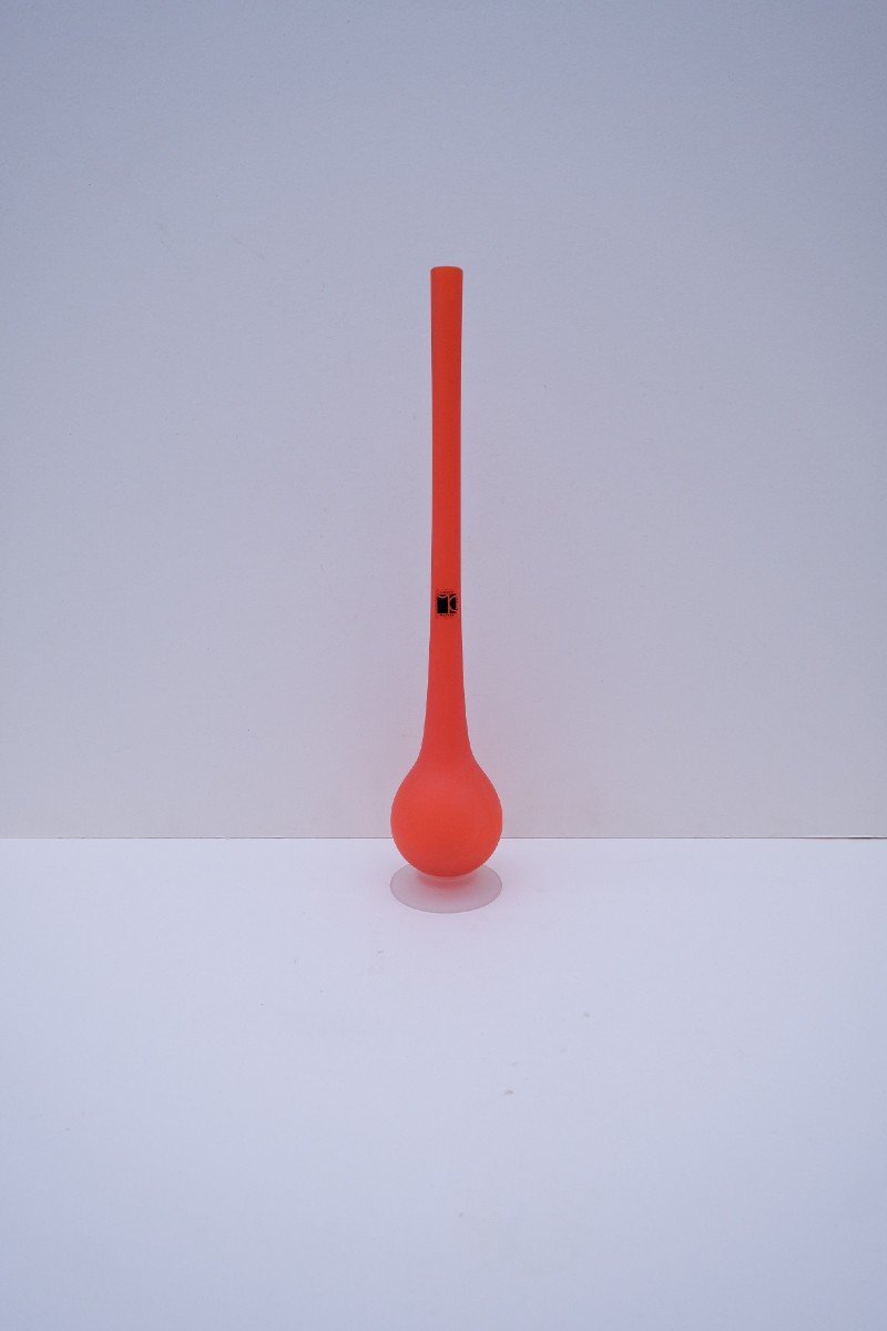 Vase Soliflore De Carlo Moretti En Verre Orange, Italie 1980 -photo-2