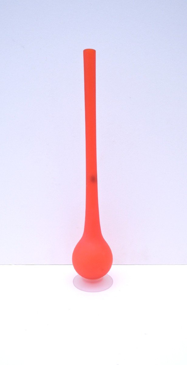 Vase Soliflore De Carlo Moretti En Verre Orange, Italie 1980 