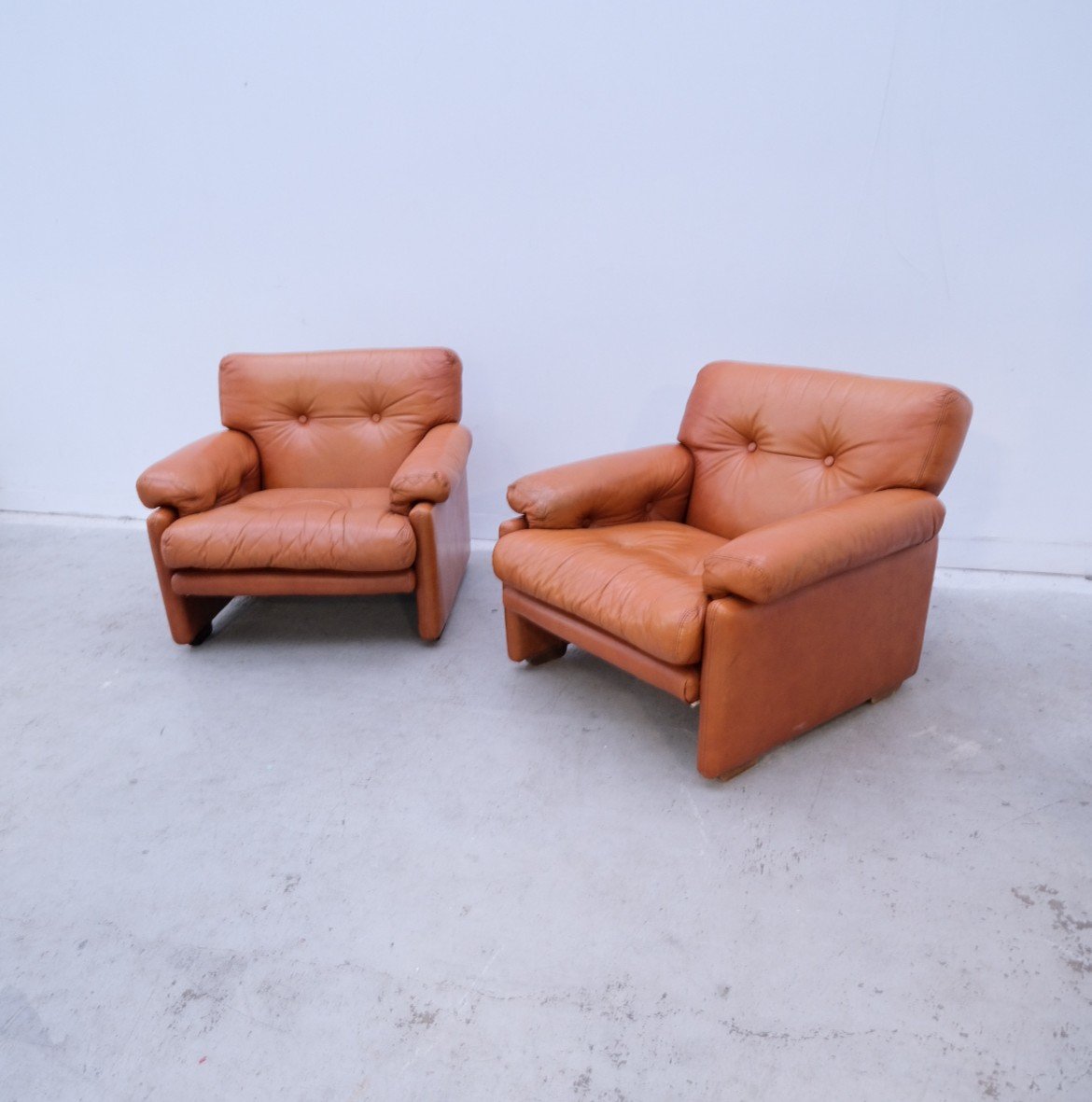 Pair Of "coronado" Armchairs By Afra & Tobia Scarpa For B&b Italia, Italy 1970  