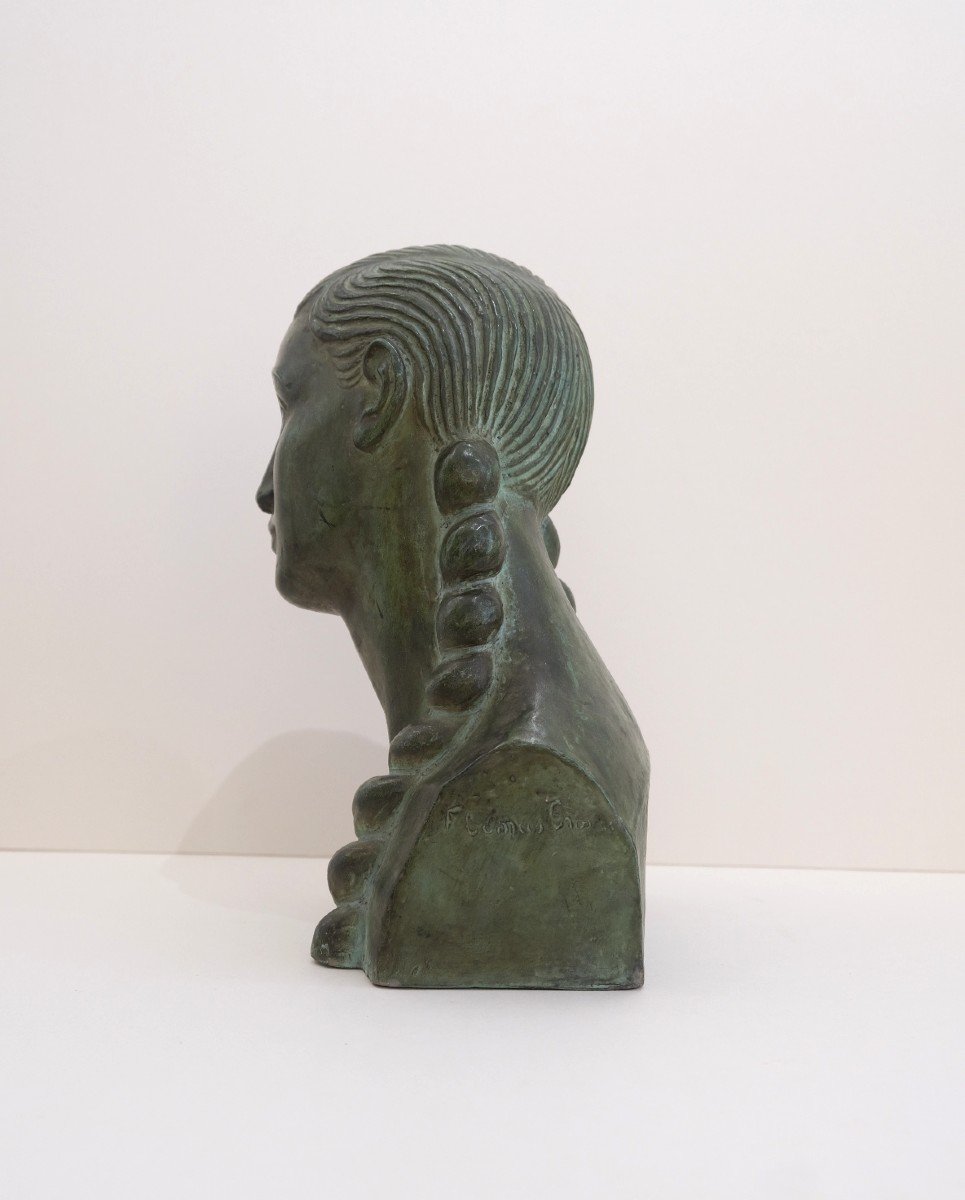 Art Deco Terracotta Bust Of A Woman By A Catalan Artist, Spain 1930 -photo-1