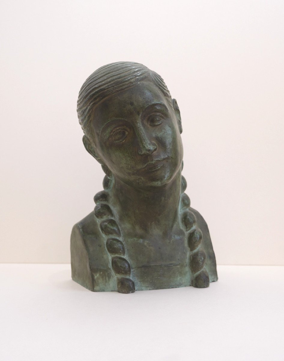 Art Deco Terracotta Bust Of A Woman By A Catalan Artist, Spain 1930 