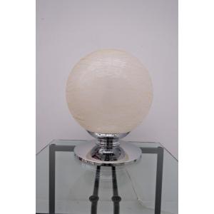 Lampe De Estiluz En Chrome Et Opaline, 1970