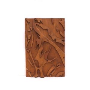 Decorative Wooden Panel By Eric Valat, 1984  