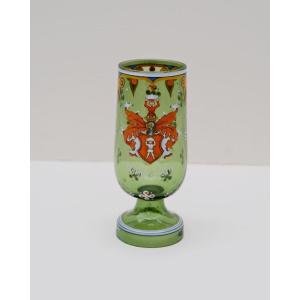 “firm And Fair” Glass In Green Enamelled Bohemian Glass, 19th Century  