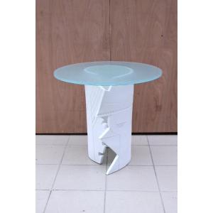 Eglantine Moreau Ceramic And Glass Side Table, France 1980   