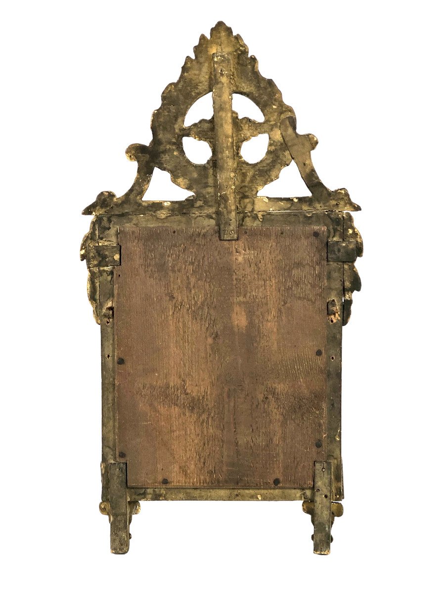 18ème Siècle, Petit Miroir En Bois Doré, époque Louis XVI. -photo-4