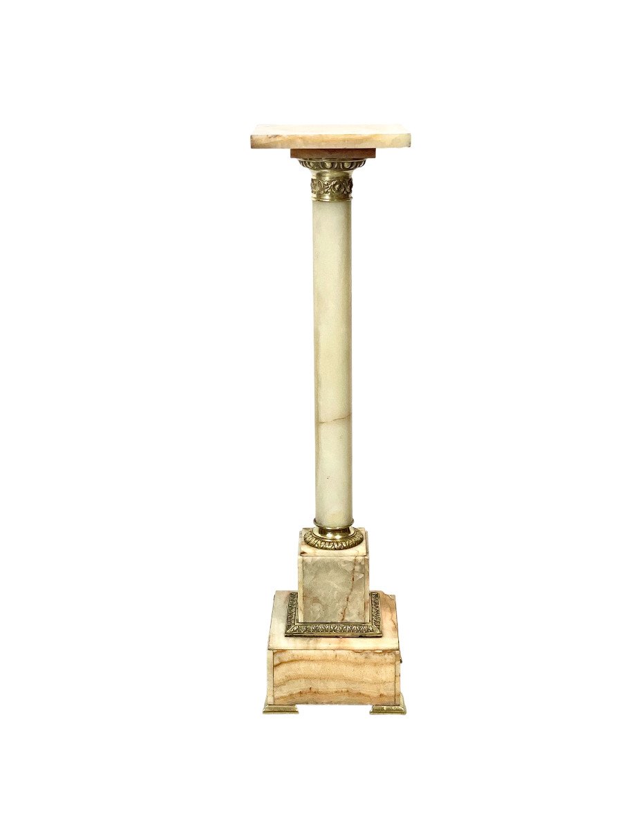 19th Century Onyx Marble And Gilt Bronze Pedestal