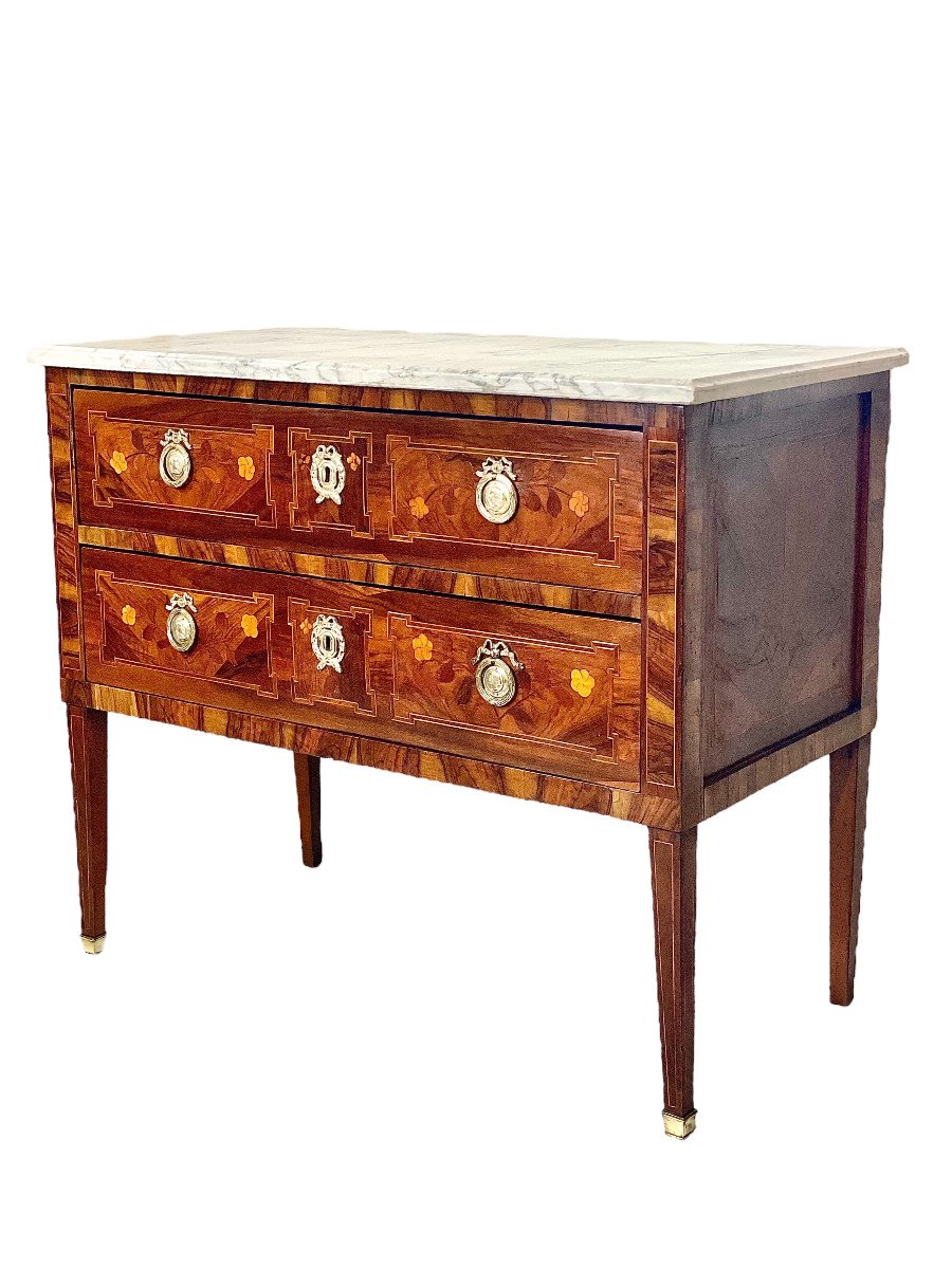 French Louis XVI 'commode Sauteuse' With Marble Top