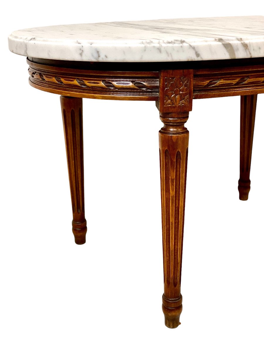 Louis XVI Style Marble Topped Oval Coffee Table-photo-2