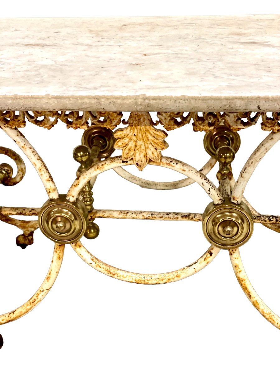 19th Century French Marble Top And Gilt Brass Pastry Or Butchers Display Table -photo-3
