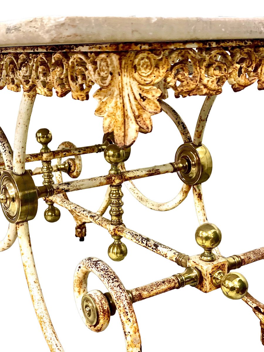 19th Century French Marble Top And Gilt Brass Pastry Or Butchers Display Table -photo-5