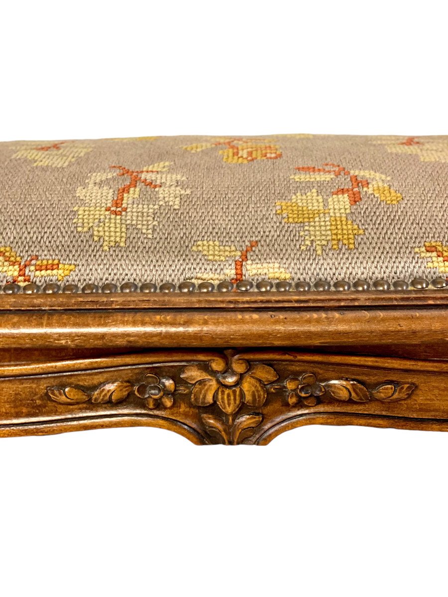 19th Century French Louis XV Style Walnut Piano Bench Or Stool-photo-1
