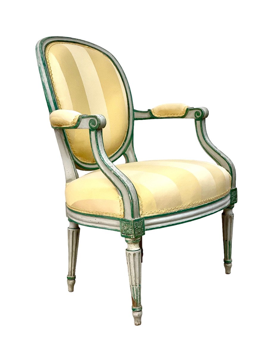 Paire de Fauteuils à Dossier "Médaillon" d'Epoque Louis XVI-photo-4