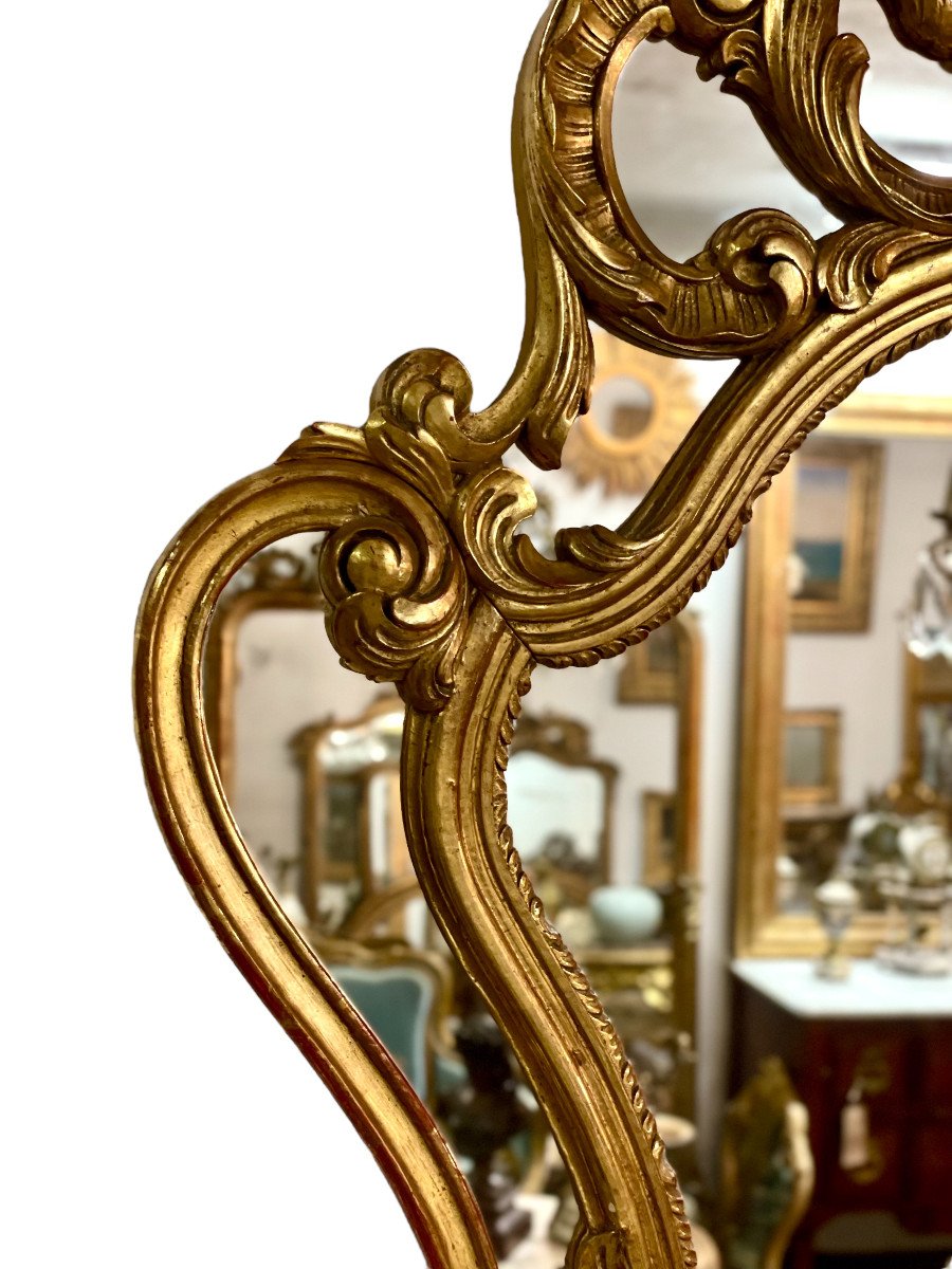 French Large Rococo Style Gilt Wall Mirror With Parecloses-photo-1