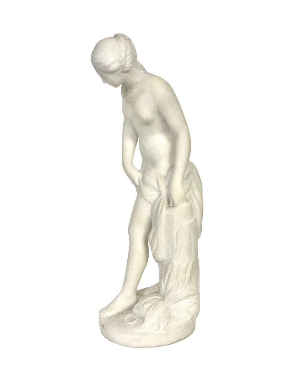 19th Century White Marble Sculpture “la Baigneuse” Inspired By Falconet-photo-4