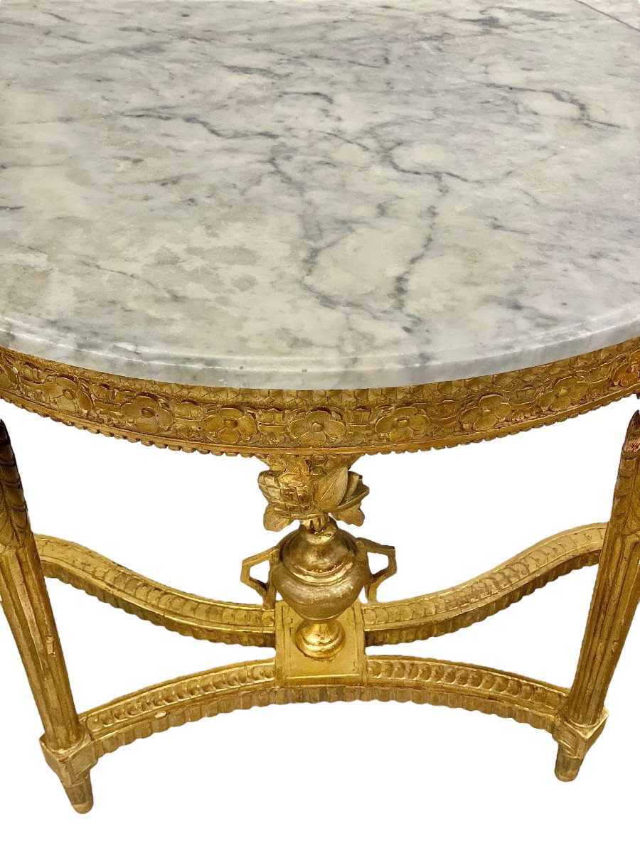 Table Console Demi Lune De Style Louis XVI En Bois Doré, 19ème Siècle-photo-4