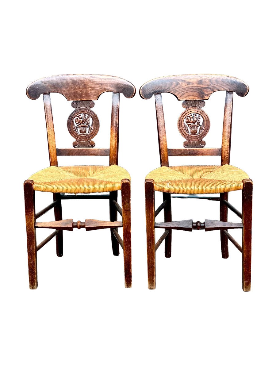 Set Of Eight 19th Century Dining Chairs With Carved Backs-photo-2