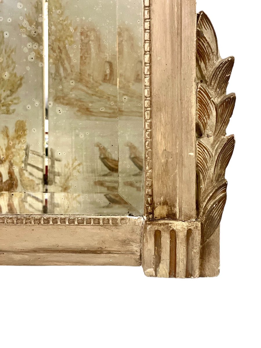 Louis XVI Style Grey Lacquered Wall Mirror-photo-2