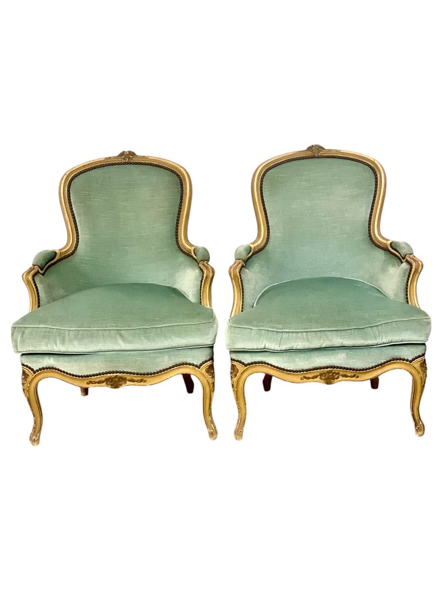 Pair Of Walnut Bergère Armchairs