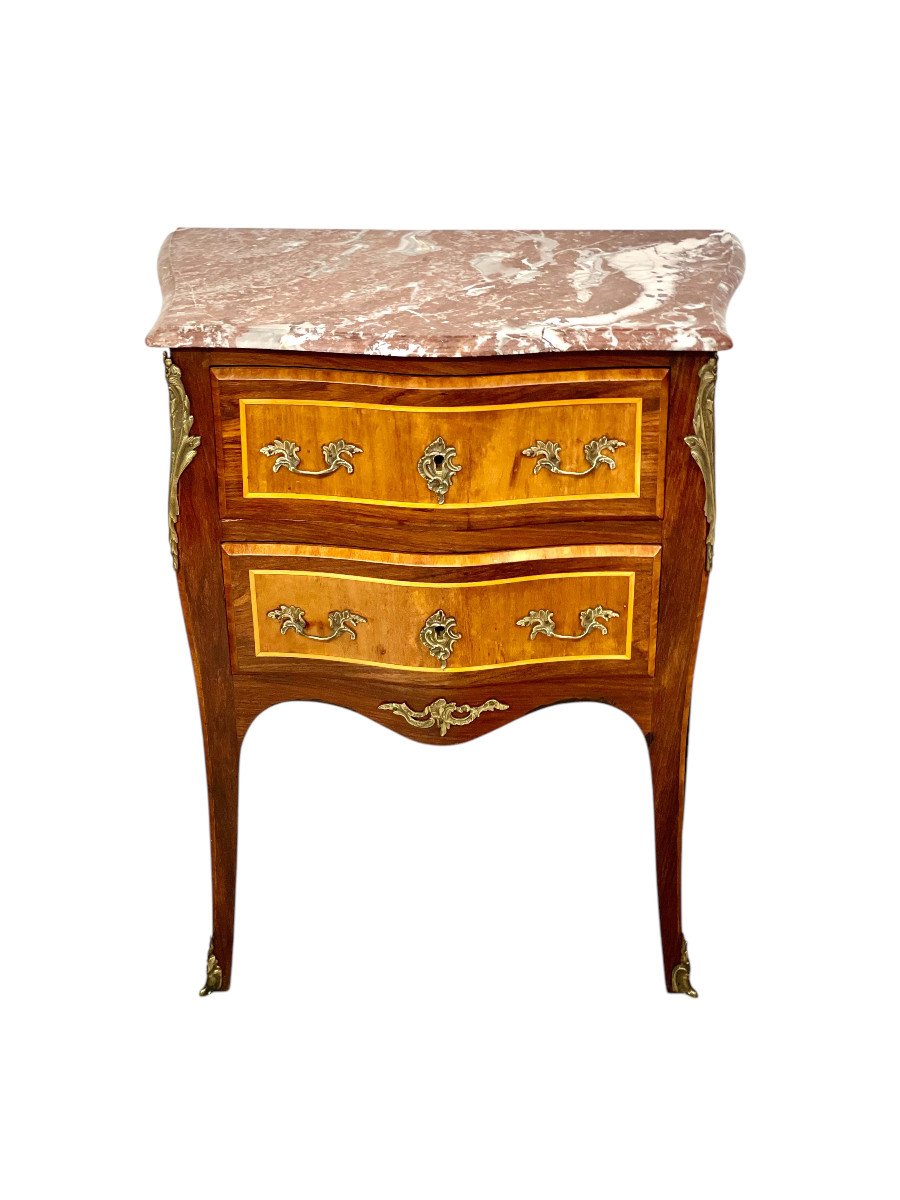 Petite Commode En Marqueterie De Style Louis XV XIXe Siècle-photo-2