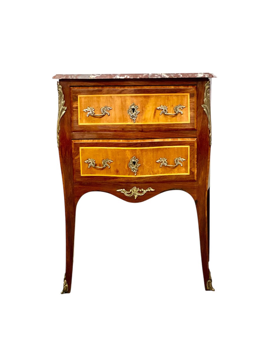 Louis XV Style Petite Marquetry Commode 19th Century