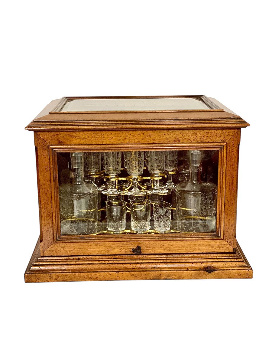 19th Century Walnut And Glazed Liquor Cabinet Or Tantalus