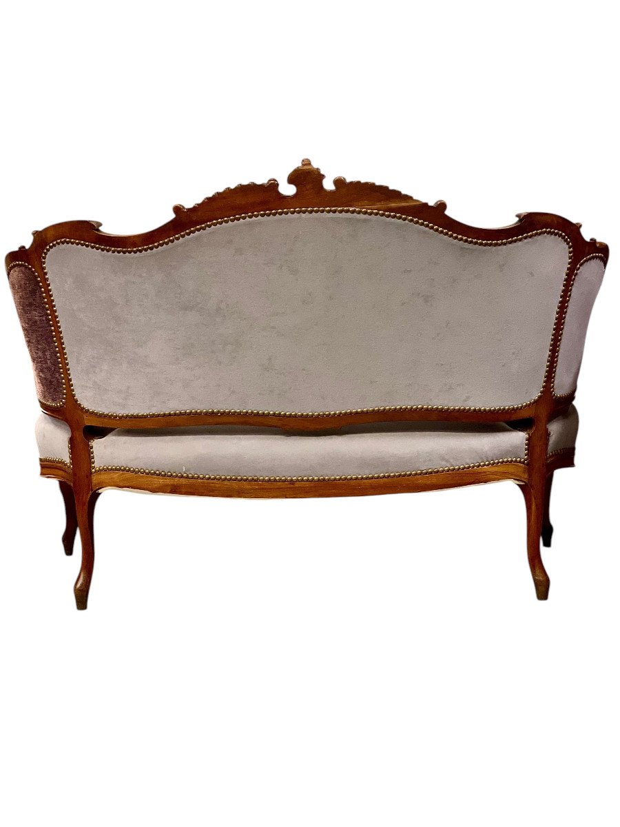 19th Century Louis XV Style Hand-carved Walnut Sofa -photo-3