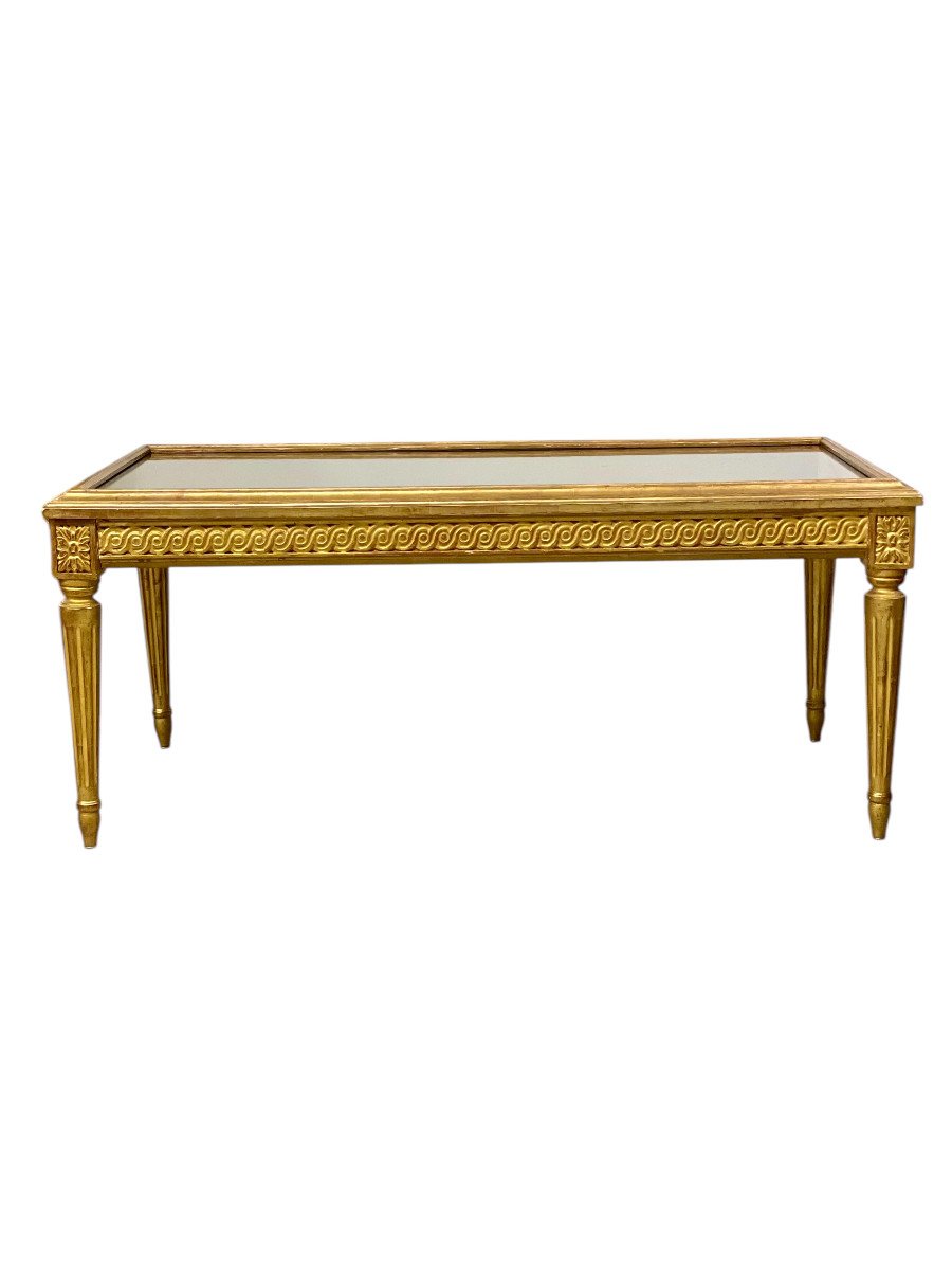 19th Century Louis XVI Giltwood Coffee Table  With Showcase Top-photo-3