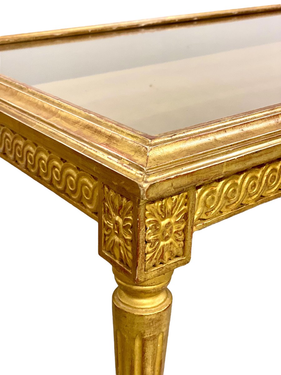 19th Century Louis XVI Giltwood Coffee Table  With Showcase Top-photo-5