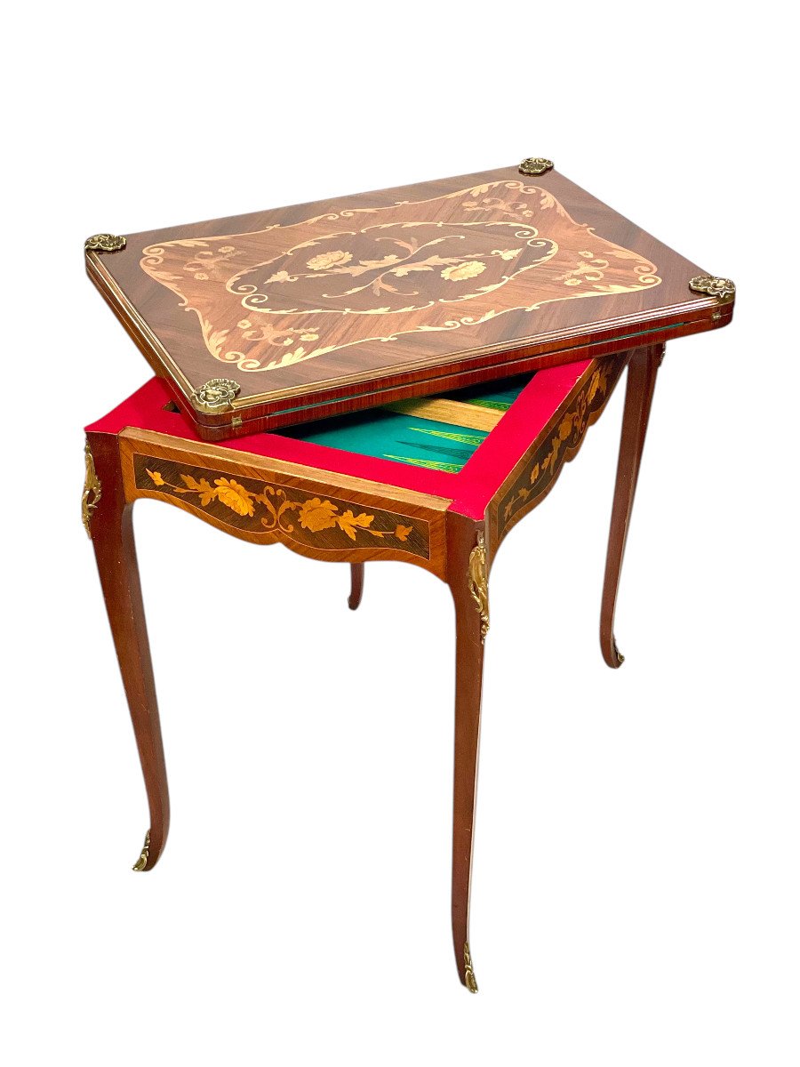 19th Century Game Table With Marquetry-photo-3