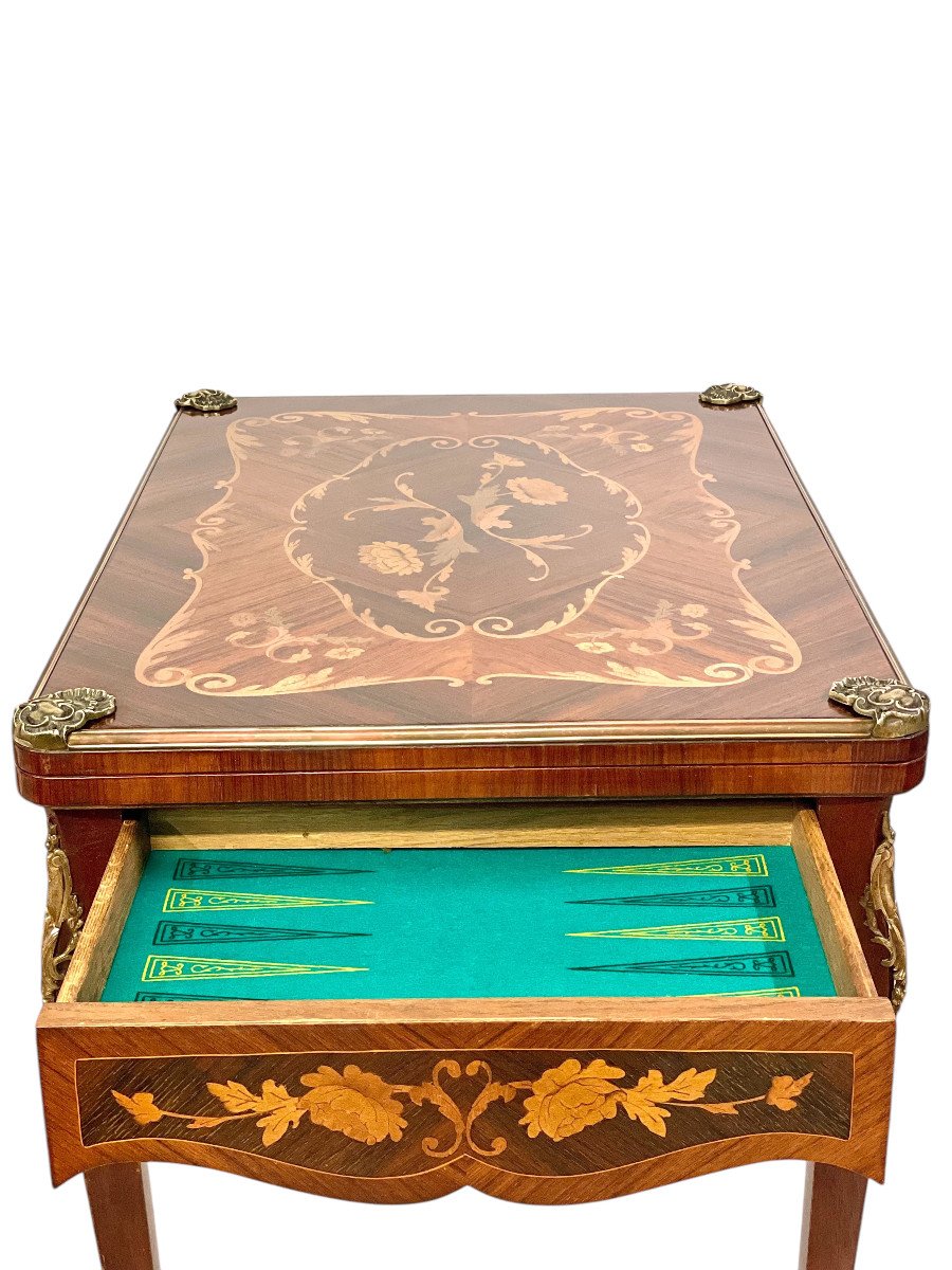 19th Century Game Table With Marquetry-photo-4