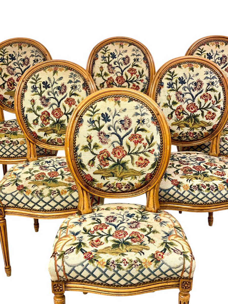 19th Century Set Of 6 Louis XVI Dining Chairs-photo-2