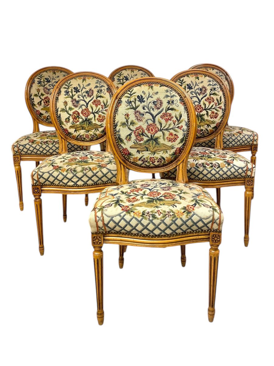 19th Century Set Of 6 Louis XVI Dining Chairs-photo-7