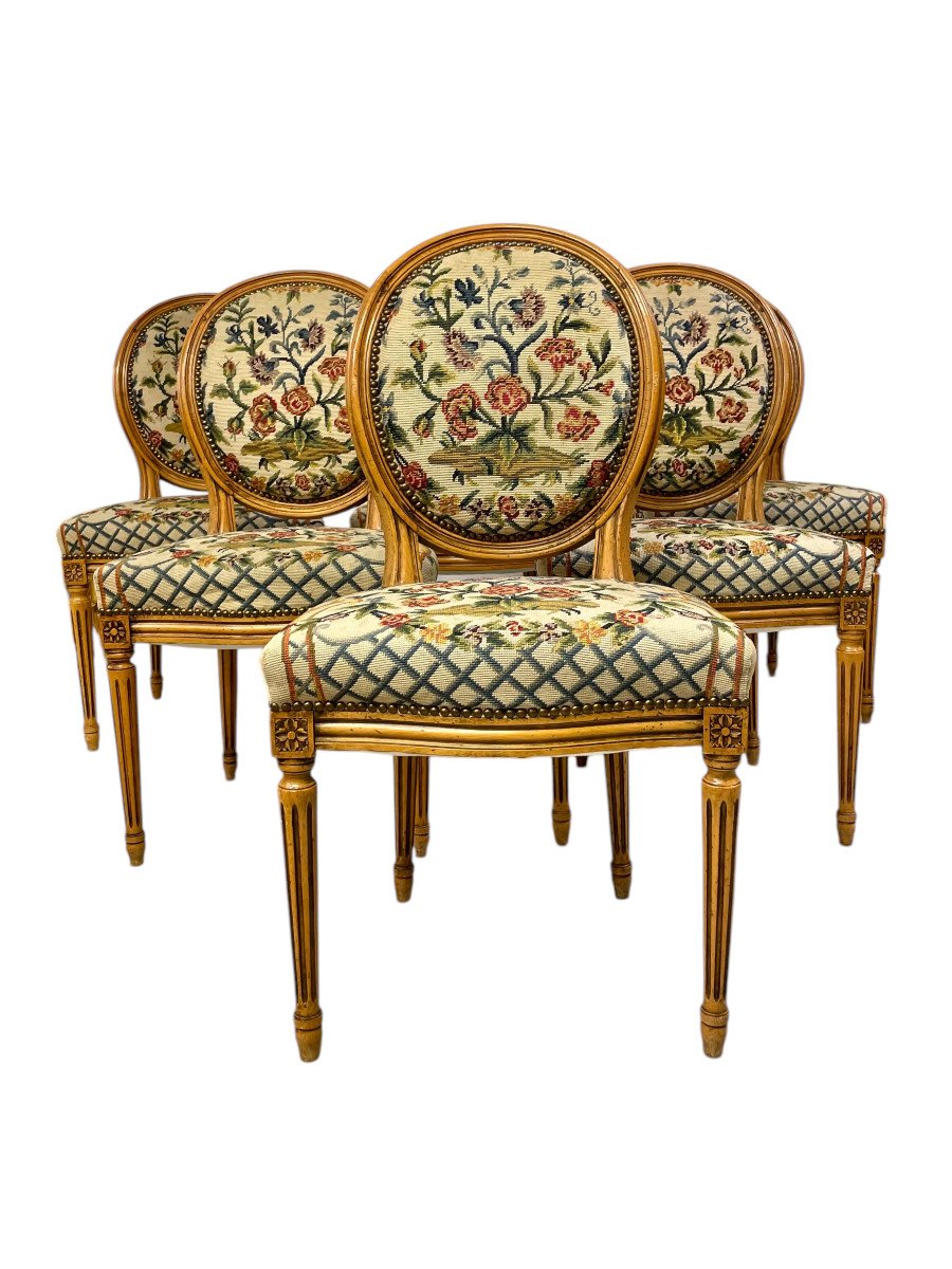 19th Century Set Of 6 Louis XVI Dining Chairs-photo-8