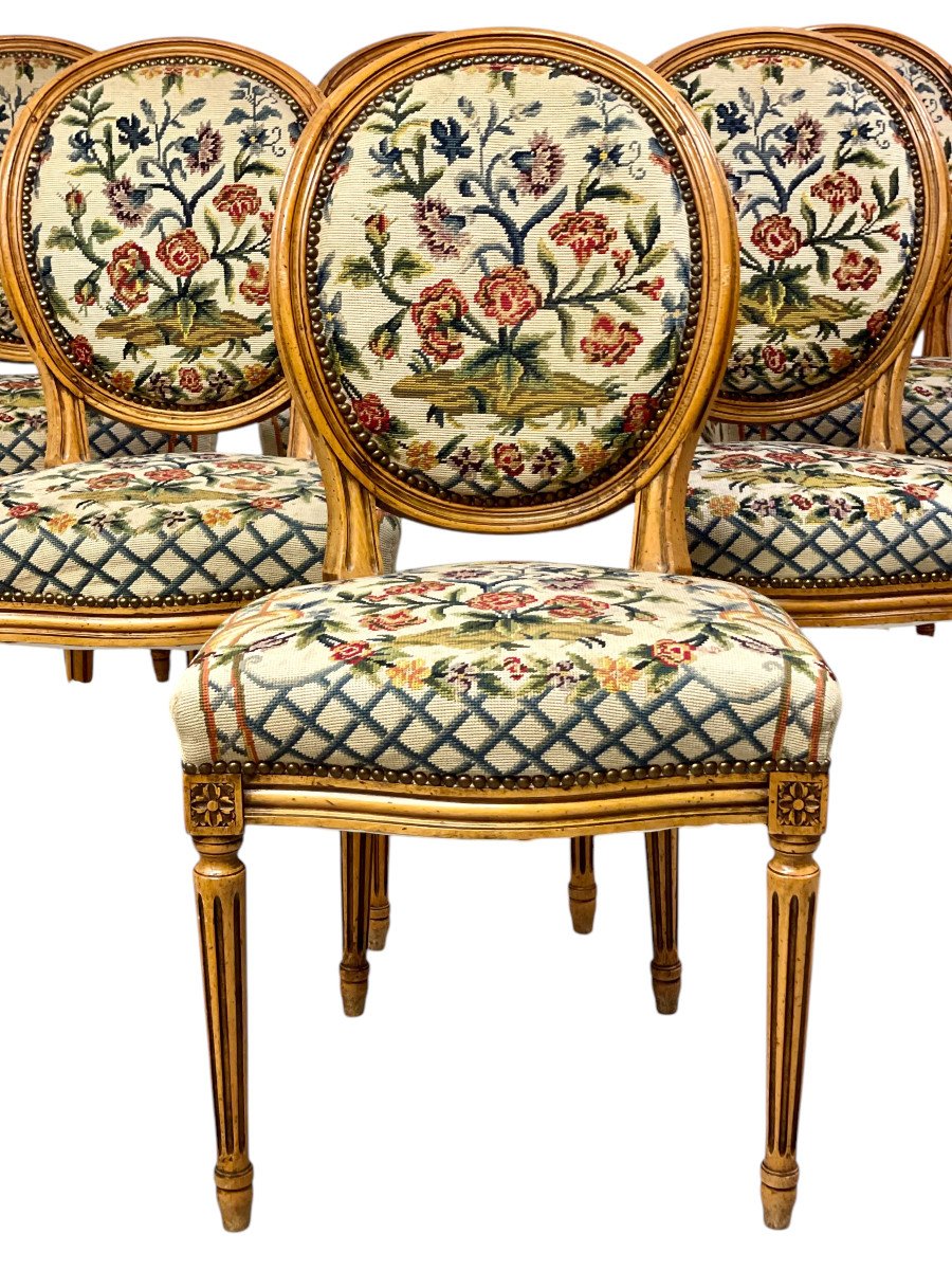 19th Century Set Of 6 Louis XVI Dining Chairs-photo-3