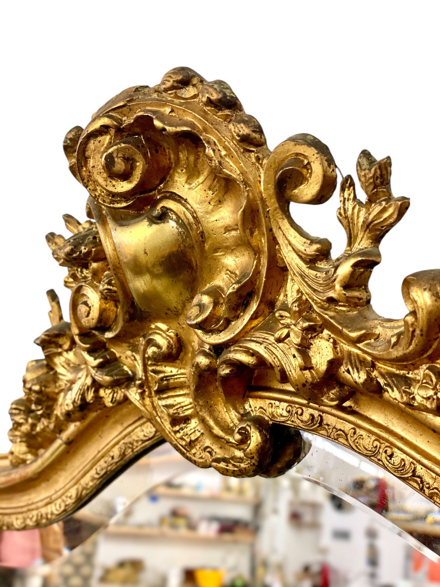 Louis XV Style Giltwood Mirror, 19th Century-photo-2