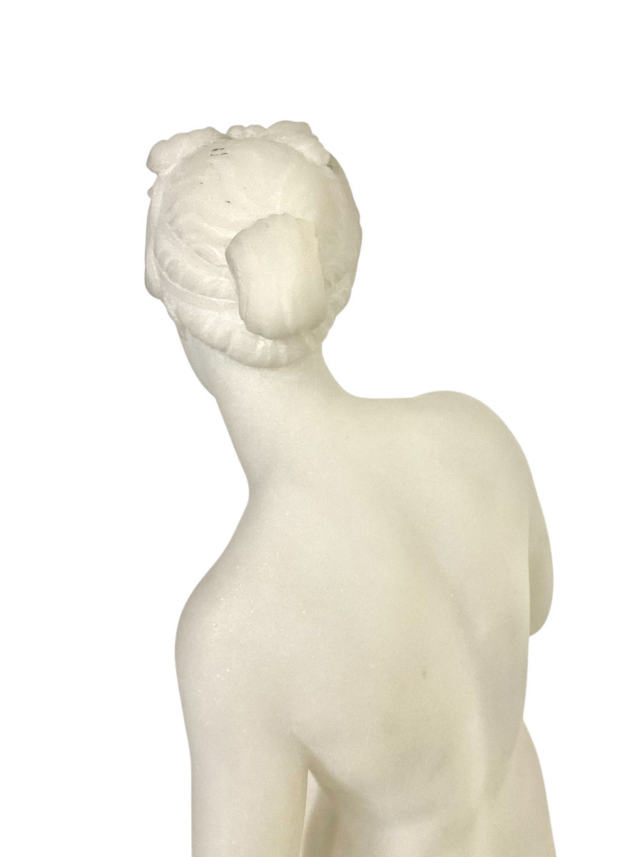 Sculpture en Albâtre XIXème d'après Falconet "la Baigneuse"-photo-6
