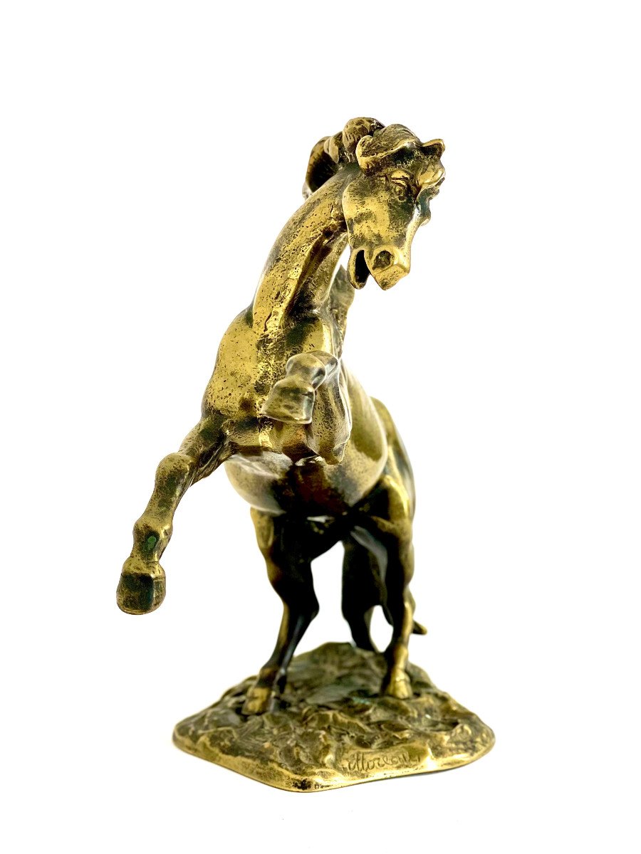 Bronze Statue. "prancing Horse" By Renown Sculptor Hippolyte Moreau.-photo-2