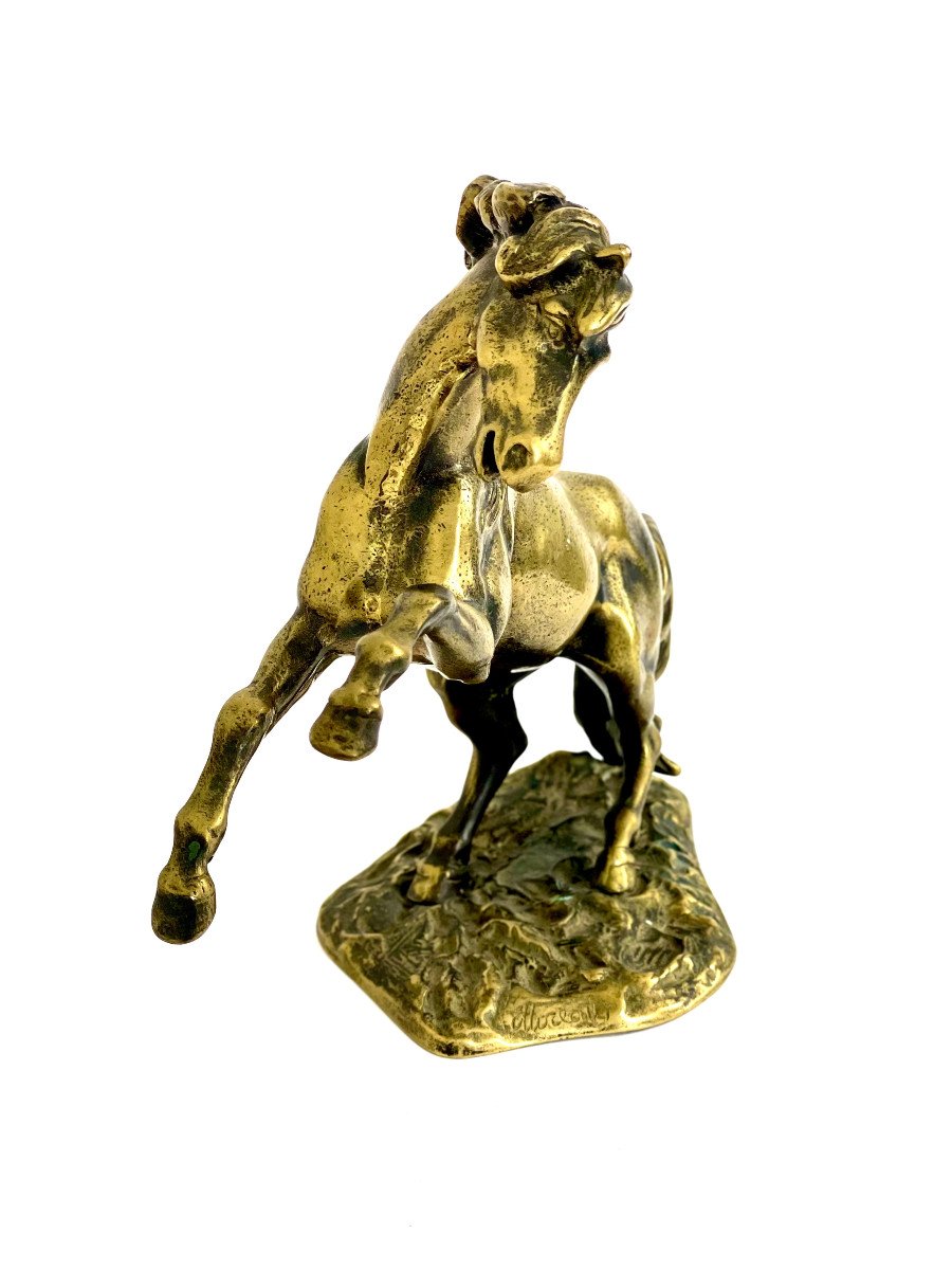 Bronze Statue. "prancing Horse" By Renown Sculptor Hippolyte Moreau.